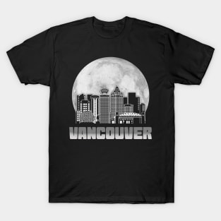 Vancouver Canada Skyline Full Moon T-Shirt